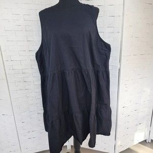 Boohoo Women’s Black Sleeveless Tiered Dress Cotton Size 22  *NWOT*